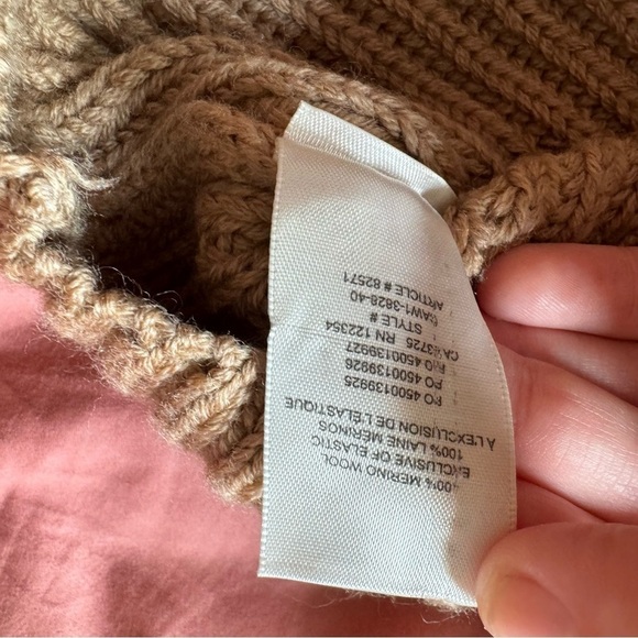 Babaton Guell Sweater Merino Wool Turtle Neck Large Camel Brown - Picture 7 of 7